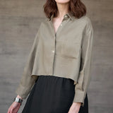 The Cropped Long Sleeve Linen Shirt
