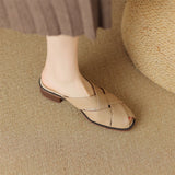 The Woven Leather Flat Mule