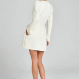Monaco Lacceti Women's Tweed Pearl Trim Blazer Mini Dress
