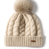 Elle Cable Cashmere Pom Beanie