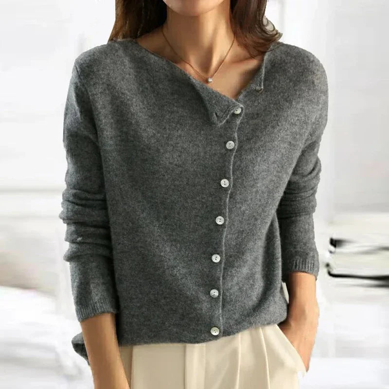 Amélise Asymmetric Button Sweater