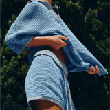 Women's Knit 2 Piece Shorts Set V Neck
