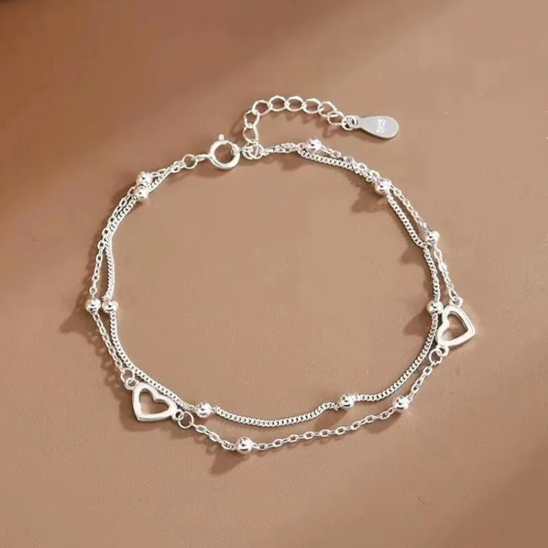 Seoul Double Heart Bracelet in Camel — Bracelets