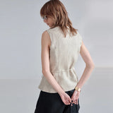 Women's Linen Tank Top V Neck Sleeveless
