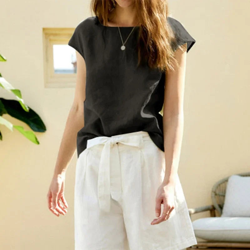 The Petal Sleeve Linen Tee