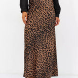 Harper Satin Leopard Midi Skirt