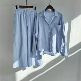 Women's Linen Two Piece Shirt Pants Set