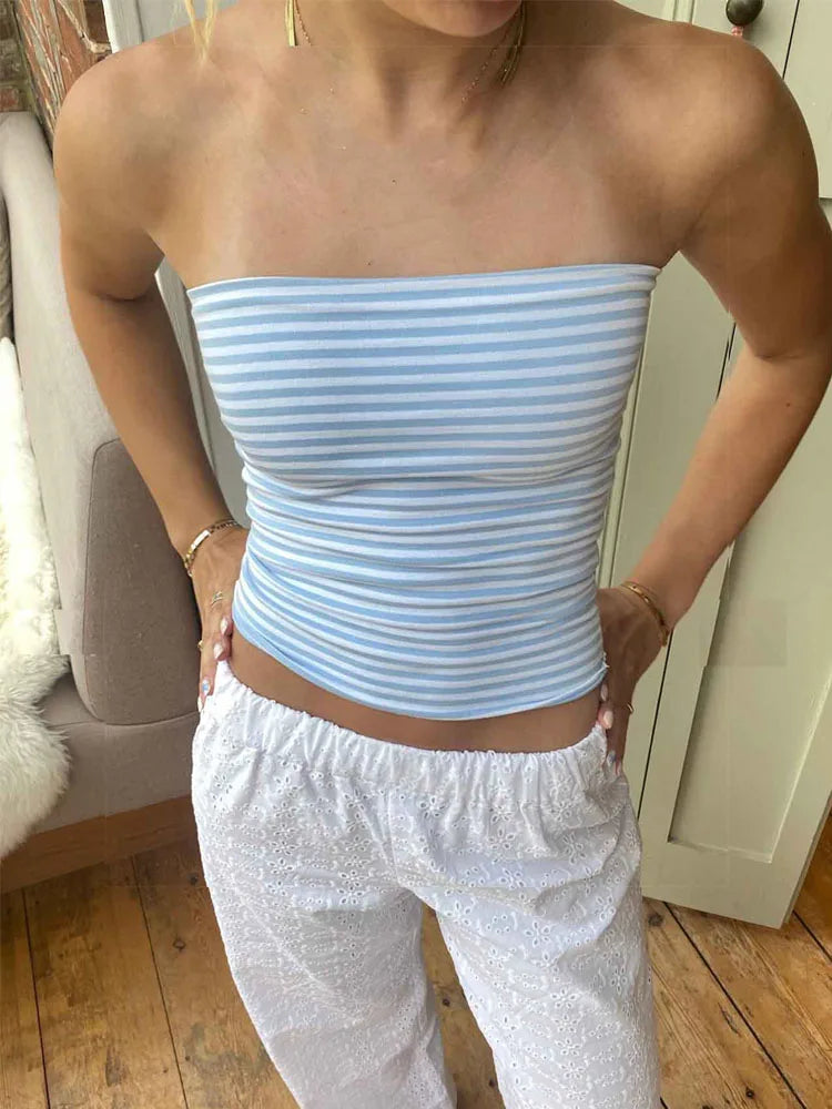Women's Strapless Cropped Tube Top Backless