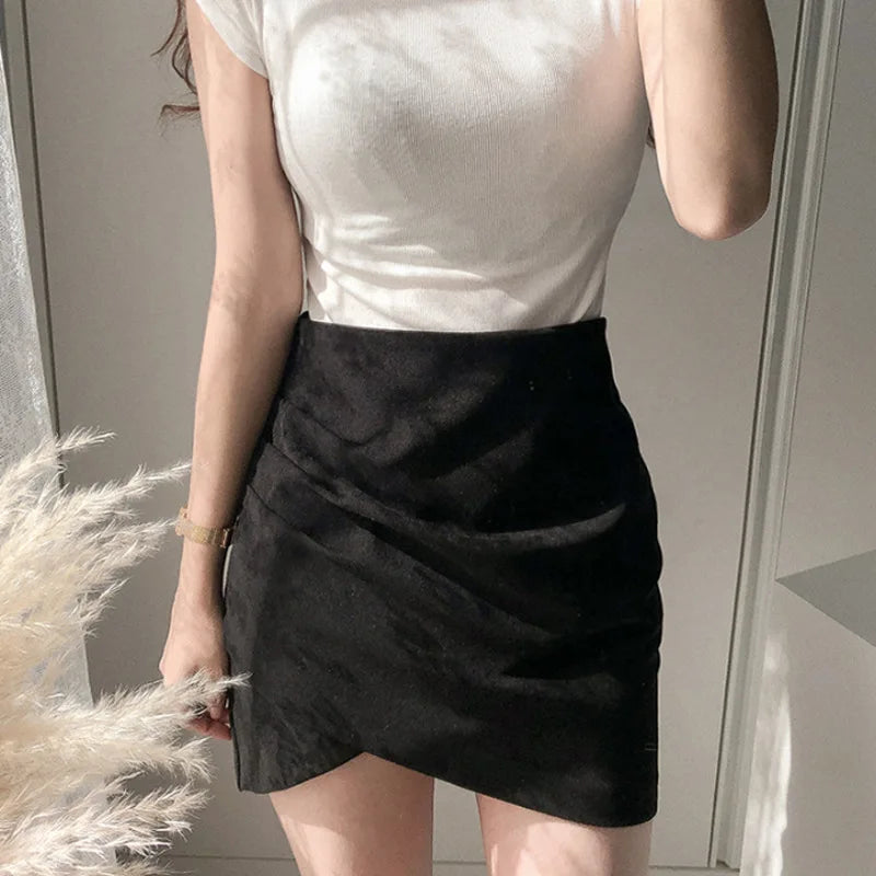 Anastasia Minimal Suede Wrap Skirt