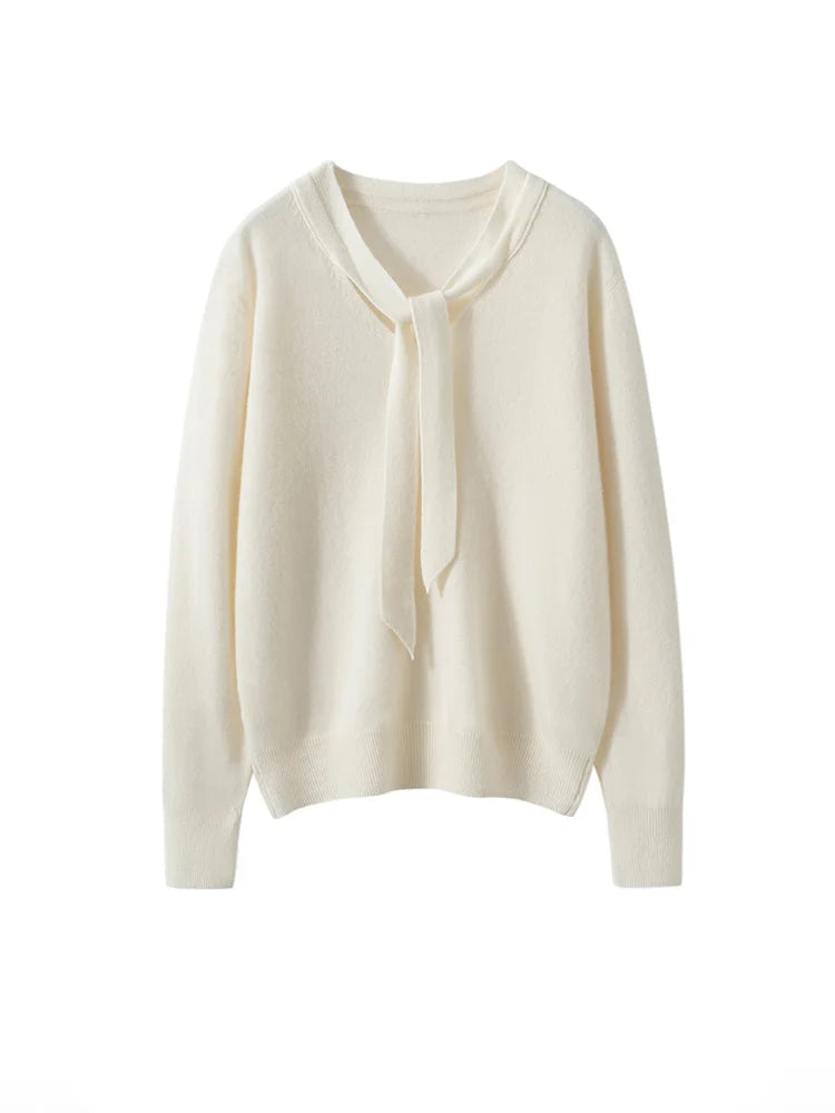 Selene Scarf-Collar Cashmere Pullover