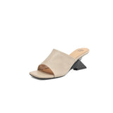 The Wide Strap Leather Flat Slide