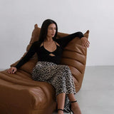 Harper Satin Leopard Midi Skirt