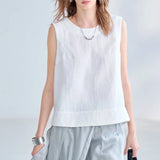Women's Linen Tank Top Backless Loose Summer