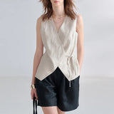 Women's Linen Tank Top V Neck Sleeveless