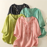 Eloria V-Neck Cotton Blouse