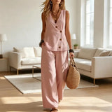 Women's Sleeveless Tank Top Wide Leg Pants Set