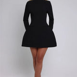 Elara White High Neck Long Sleeve Mini Dress