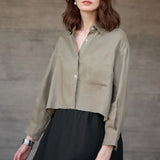 The Cropped Long Sleeve Linen Shirt