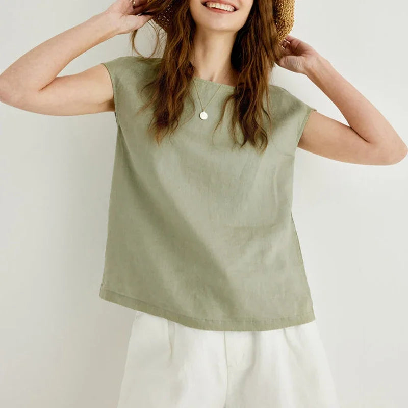 The Petal Sleeve Linen Tee