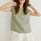 The Petal Sleeve Linen Tee