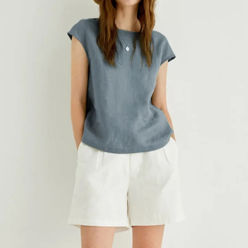 The Petal Sleeve Linen Tee