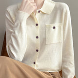 Elara Merino Wool Polo Cardigan