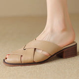 The Woven Leather Flat Mule