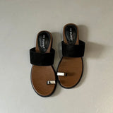The Wide Strap Suede Toe Ring Slide