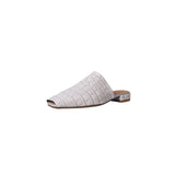 Women’s Leather Croc-Embossed Low Heel Mules