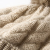 Elle Cable Cashmere Pom Beanie