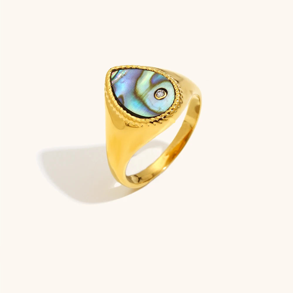The Seraphina Abalone Signet Rings
