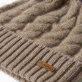 Elle Cable Cashmere Pom Beanie
