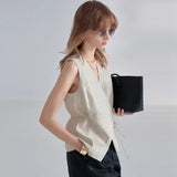 Women's Linen Tank Top V Neck Sleeveless