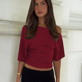 Women's One Shoulder Short Sleeve Top