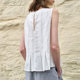 The Pleated Hem Linen Top
