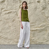 The Pleated Hem Linen Top