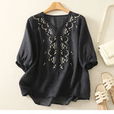 Eloria V-Neck Cotton Blouse