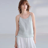 Women's Ramie Camisole Tank Top Backless Loose