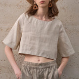 The Boxy Linen Crop Top