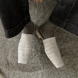 Women’s Leather Croc-Embossed Low Heel Mules