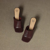 The Wide Strap Leather Flat Slide