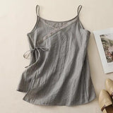 Women's Lace Up Cotton Linen Camisole Tank Top