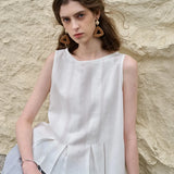 The Pleated Hem Linen Top