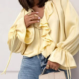 Liora Satin Ruffle Blouse