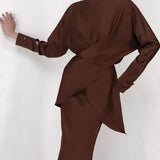 Women's Satin Two Piece Long Skirt Set