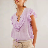 The Ruffle Front Gauze Crop Top