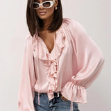 Liora Satin Ruffle Blouse