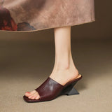The Wide Strap Leather Flat Slide