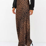Harper Satin Leopard Midi Skirt