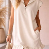 Women's Sleeveless T-Shirt Dress – Half Zip